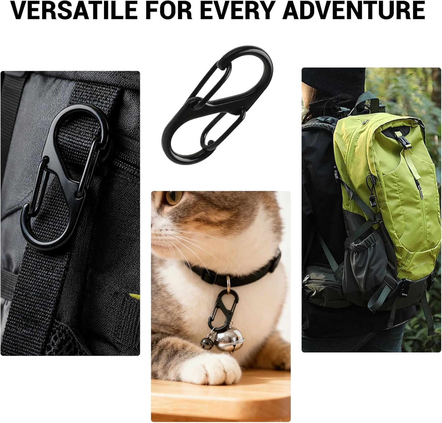 18 Anti-Theft Zipper Locks - Small S-Shaped Buckle, Suitable for Luggage and Backpack, Double-Opening Zipper Carabiner, Suitable for Travel and Camping.