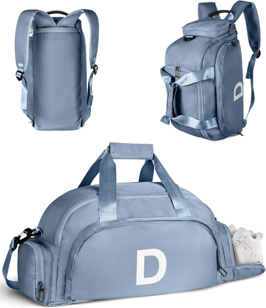 Teen Girls Gifts Trendy Stuff, Initial Gym Bags with Shoe Compartment, Dance Bag for Girls, Monogram Kid Overnight Bags, Small Travel Duffle Tote-Festival Gift for Daughter (Letter D)