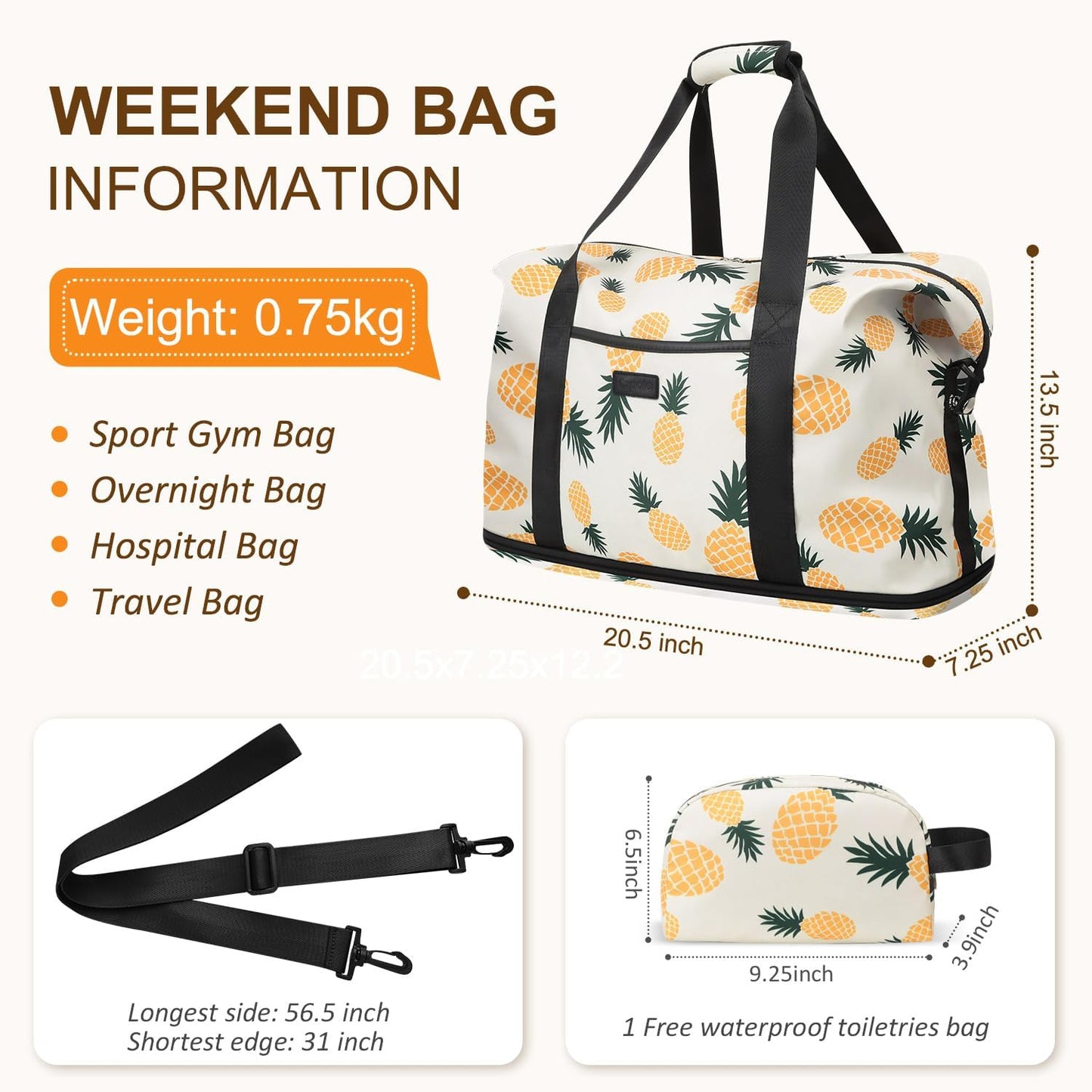 Expandable Travel Duffle Bags Weekender Overnight Bags for Women Men Hospital Bag for Women Labor Delivery with Toiletry Bag Waterproof