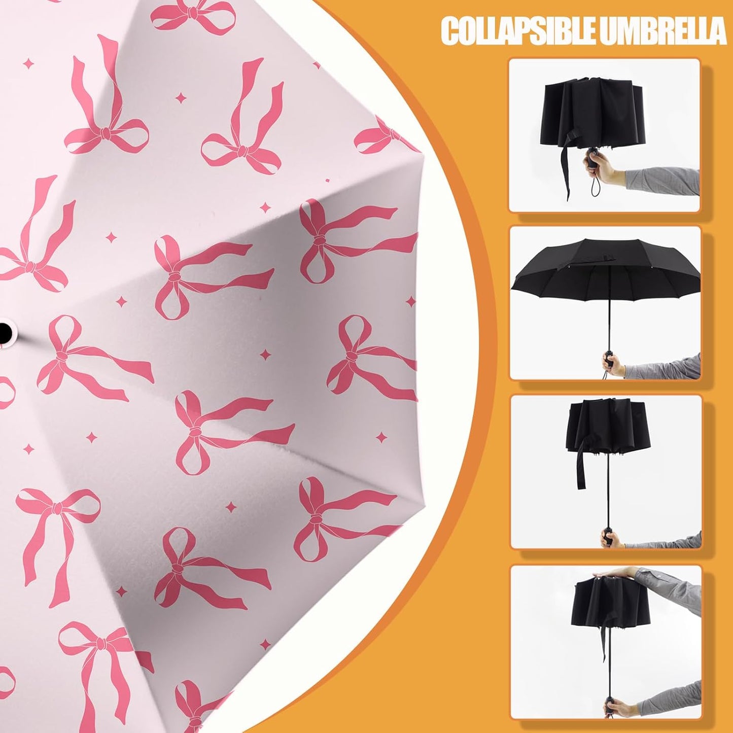 Small Compact Travel Automatic Folding Umbrella for Women, Portable Lightweight, Rain, Wind, UV Sun Shade