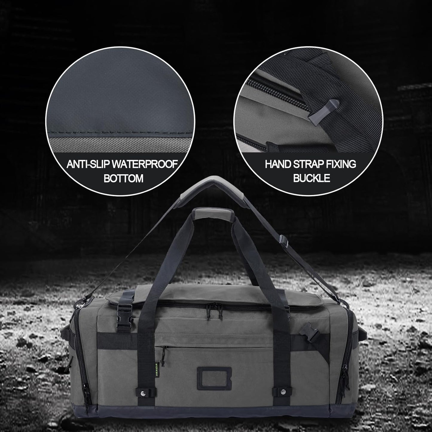 Large Duffle Bag for Travel - Men & Women, Foldable Gym Duffle Backpack, Heavy Duty Tactical Military Canvas Duffel Bags, Extra Big Carry On with Shoe Pockets, Waterproof (80L/103L)