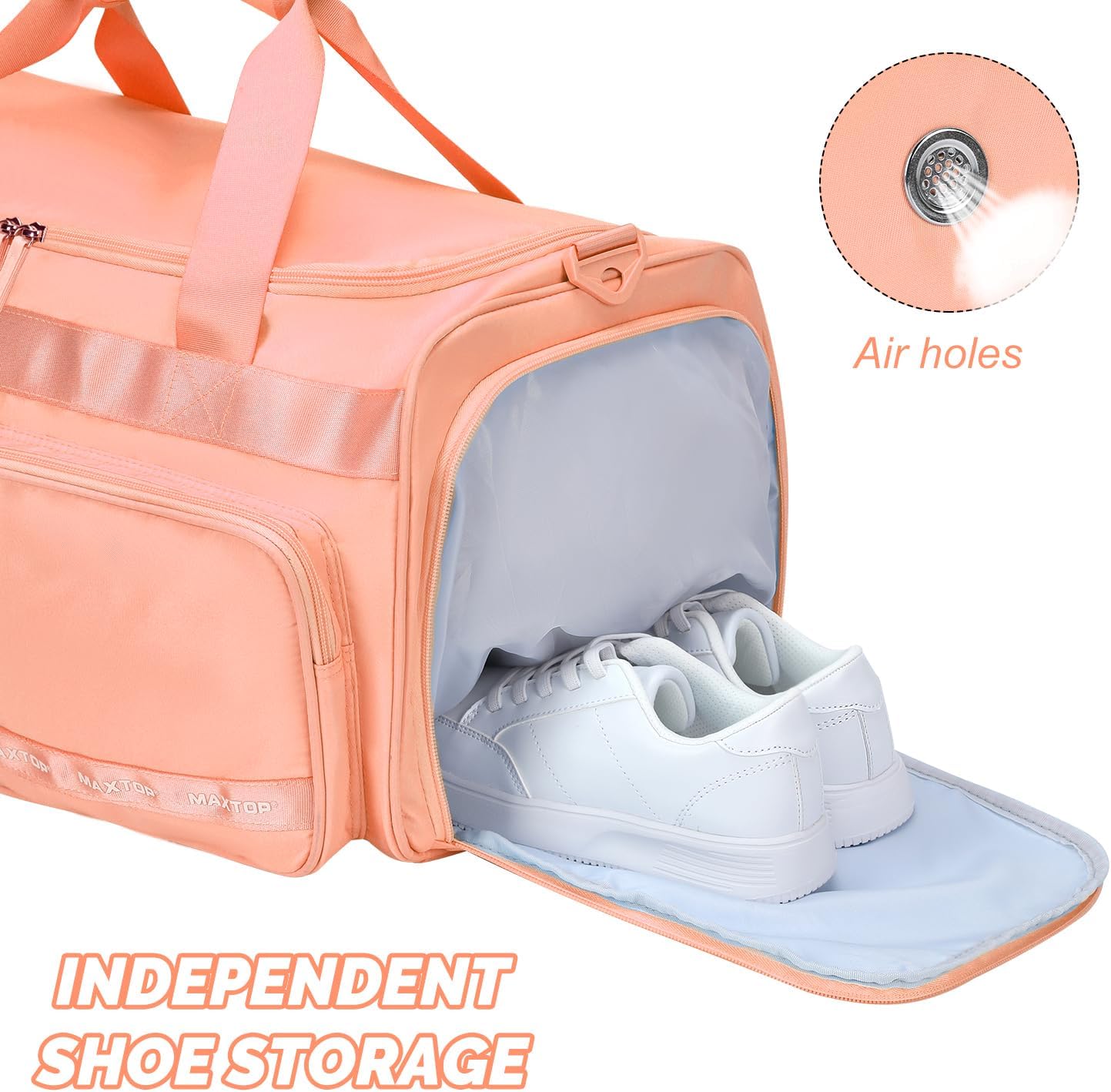 MAXTOP Gym Bag for Women Men Travel Duffle Bag Large Capacity Carry On Weekender Overnight Bag With Shoe Compartment Gym Tote Dry Wet Separation Duffel Bag for Travel