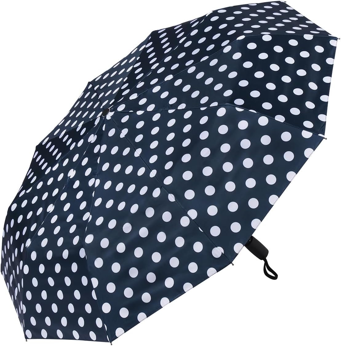 Agaric Cute Polka Dots Large Travel Umbrella for Rain & Sun, 46” UV Protection Auto Open Close Waterproof Folding Umbrella Windproof Compact Umbrella