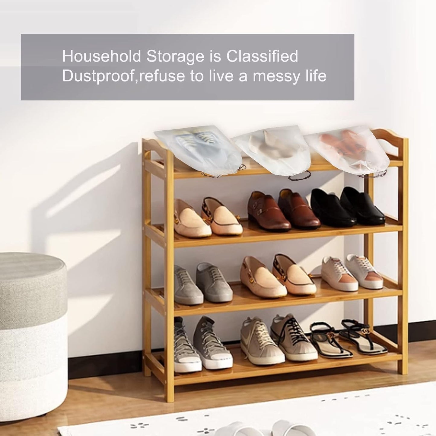 100 Pcs clear Shoe Bags for Travel,11.8“ x 15.7”,Drawstring Travel Shoe Bags for Packing，Waterproof Dustproof Portable Travel Shoe Storage Bag for Men and Women