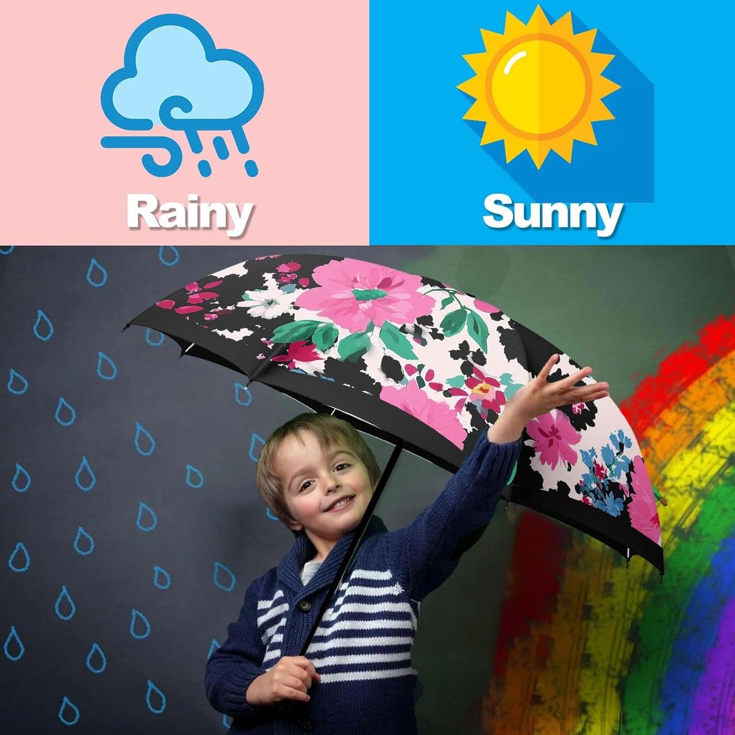 Small Travel Folding Umbrella for Girl, Portable, UV, SunShade, Compact, Automatic, Rain & Wind