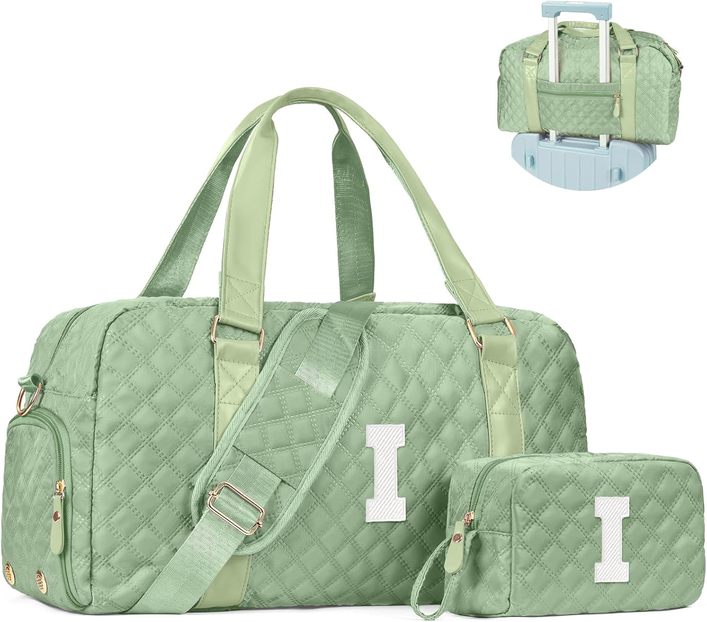 Initial Duffle Bag Women Girls Gift: Personalized Travel Gym bags, Dance Cheer bag Sports for Girl, Kid Gymnastics Bags, Birthday Gifts for Women Girls Kids Teens Mom Teacher