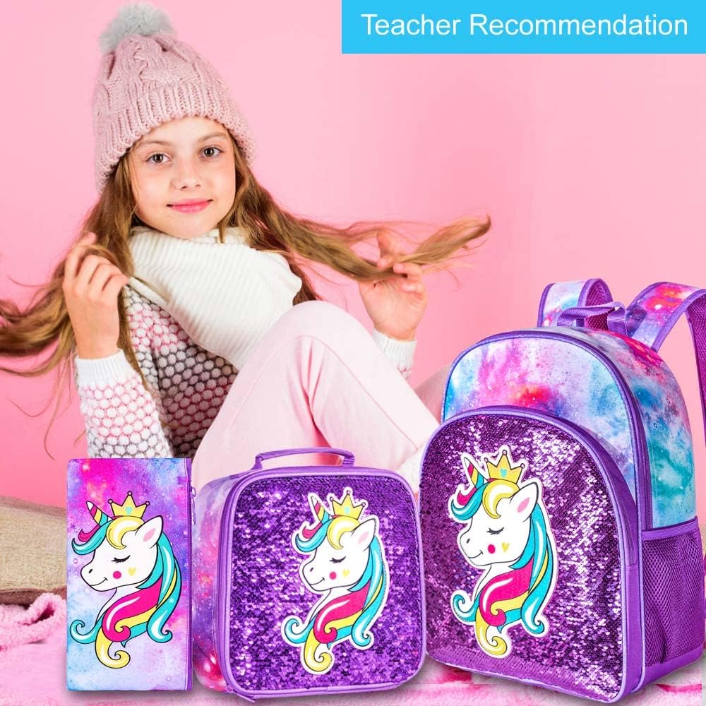 16" Backpack for Girls Boys 4-8, 3Pcs Kids Bookbag Set with Lunch Box, School Bag for Preschool Kindergarten