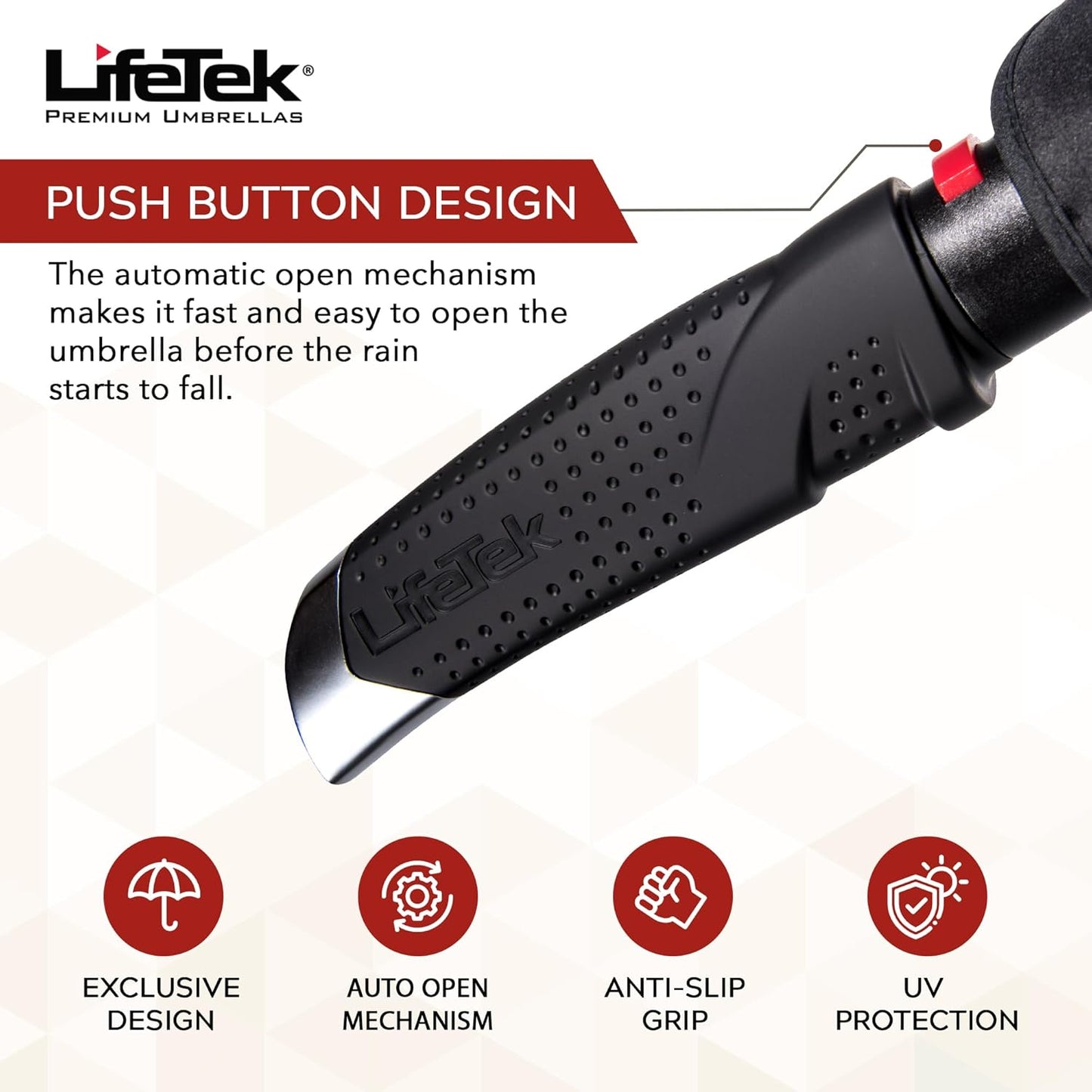 LifeTek Premium Travel Umbrella - Windproof & Compact for Men & Women, Automatic Open Close, Fits in Purse Laptop Bag or Backpack, Strong Frame for Heavy Rain & Sun UV Protection