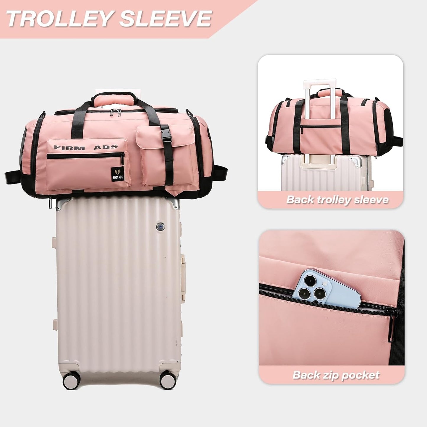 Gym Bag for Women, 65L Large Capacity Travel Duffle Bag 3 in1 Convertible Backpack with Shoes Compartment and Dry and Wet Separation