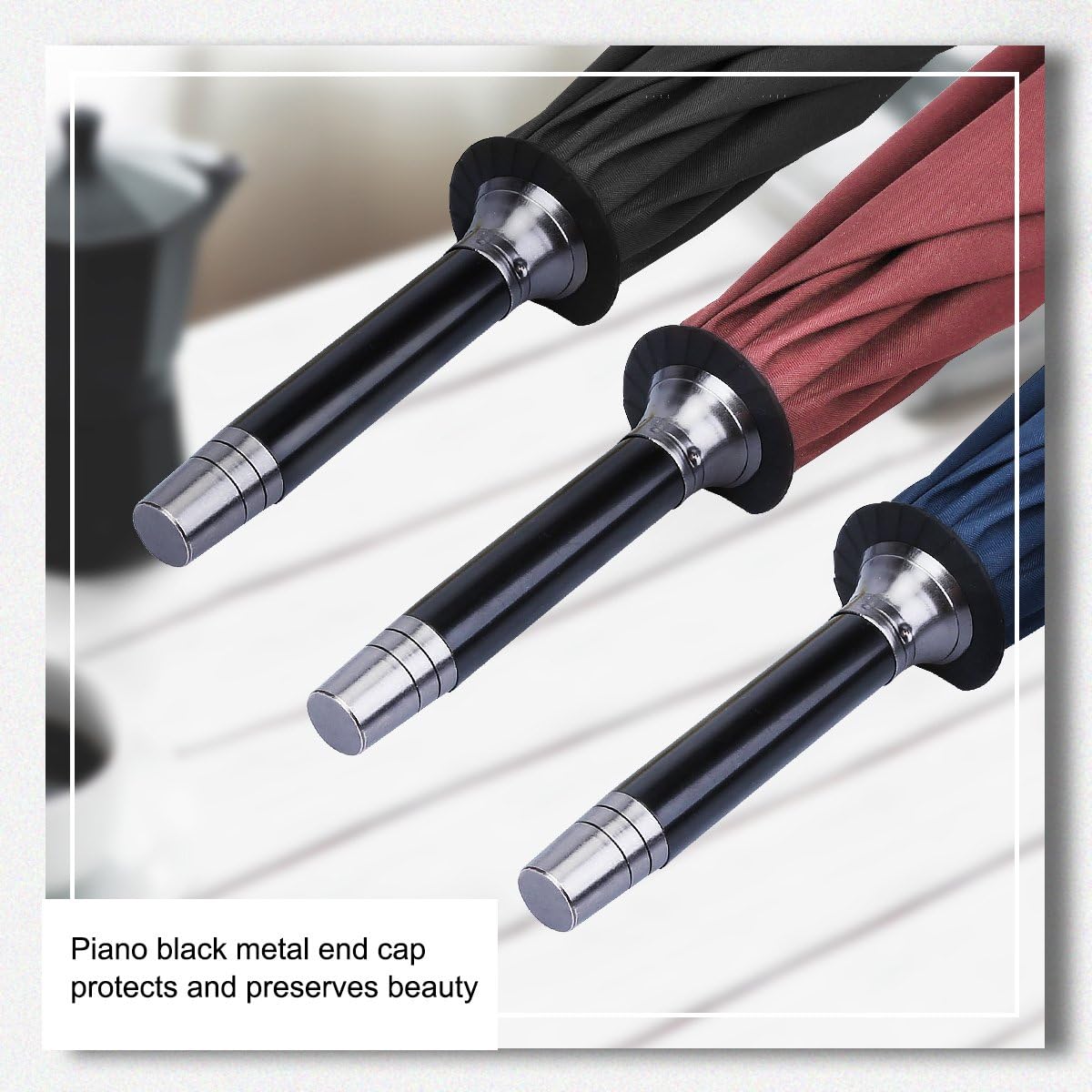 G4Free 52/62inch Wooden J Handle Golf Umbrella Windproof UV Protection Classic Stick Wedding Cane Umbrellas, Auto Open Cane Hook Handle