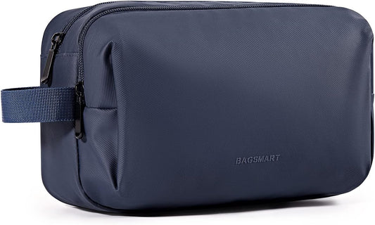BAGSMART Toiletry Bag for Men, Travel Toiletry Organizer Dopp Kit Water-resistant Shaving Bag for Toiletries Accessories, Door Room Essentials,Navy Blue-basic