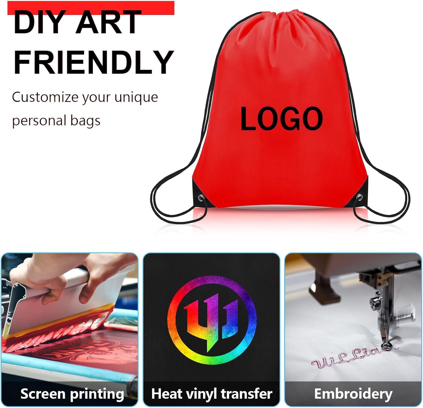 10Pcs Drawstring Backpack Bulk Cinch Bag, Drawstring Bags Polyester for Gym Sports Beach Party Trip (Red)