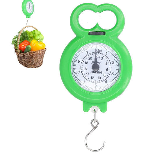 10kg/22lbs Hanging Scale, Portable Mini Spring Scale, Double Scale Mechanical Weighing Scale, Food Scale for Grocery Shopping, Travel, Fishing, Camping, Kitchen Use (Green)