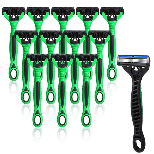 12 Pcs Mens Disposable Razors Bulk 3 Blade Sensitive Head Shaving Razors for Men Travel Hotel Spa Christmas Party Gift