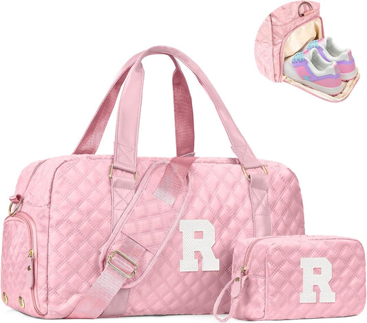 Personalized Duffle Bag Women Girls Gift: Letter Carry on bags, Dance Cheer bag Sports for Girl, Kid Gymnastics Bags, Birthday Gifts for Women Girls Kids Teens Mom Teacher