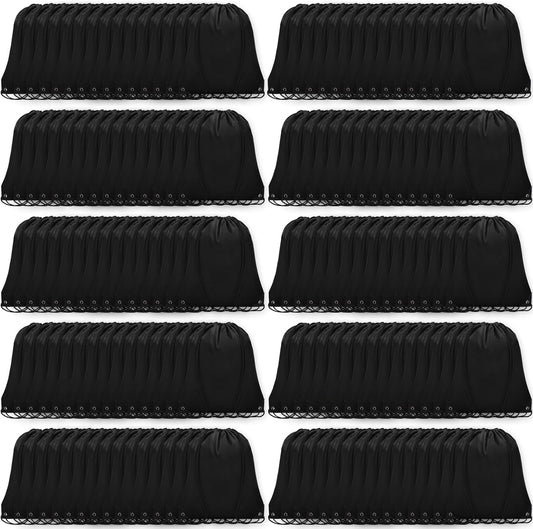 150Pcs Drawstring Backpack Bulk Cinch Sackpack Drawstring Bags Nylon for Gym Party Trip(Black)
