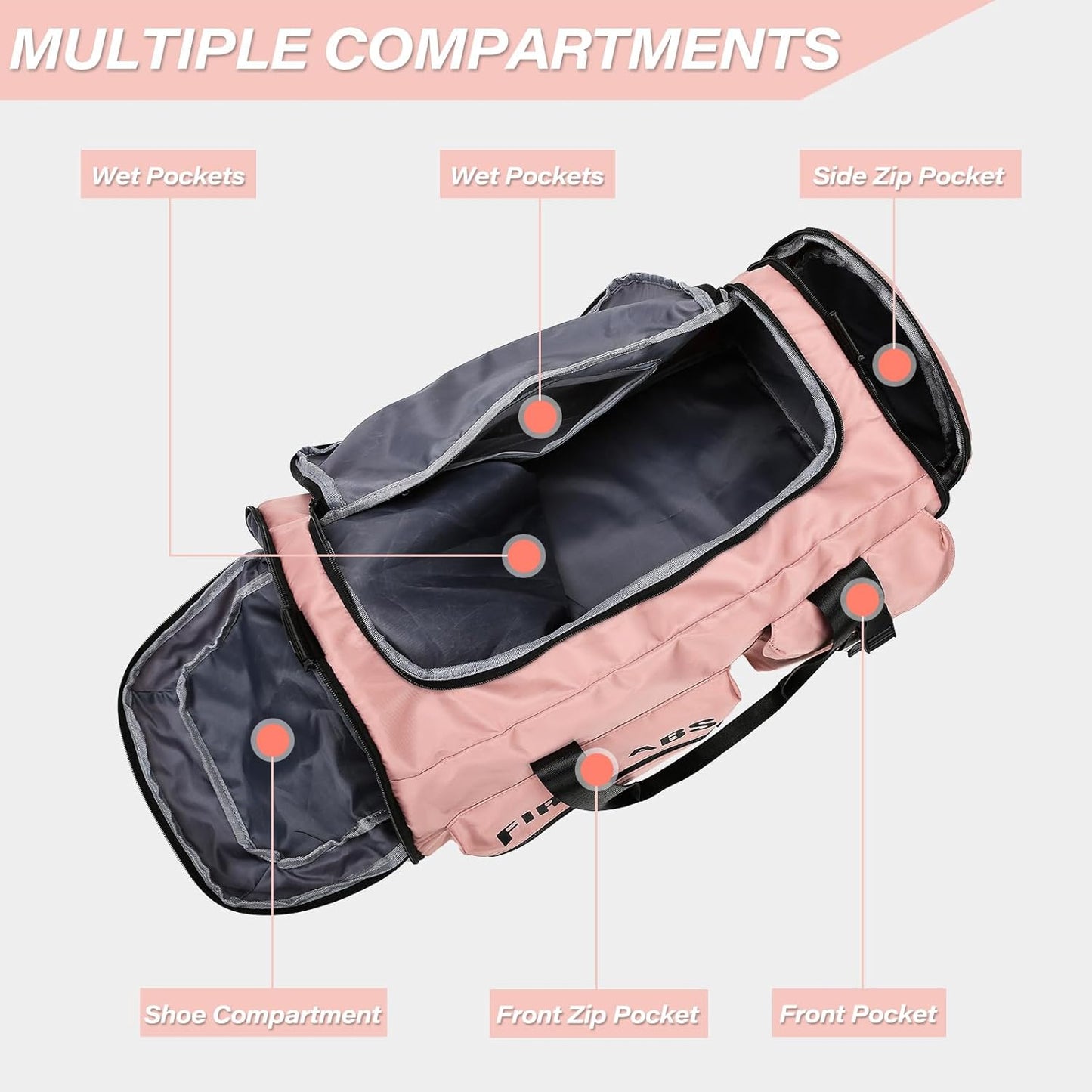 Gym Bag for Women, 65L Large Capacity Travel Duffle Bag 3 in1 Convertible Backpack with Shoes Compartment and Dry and Wet Separation
