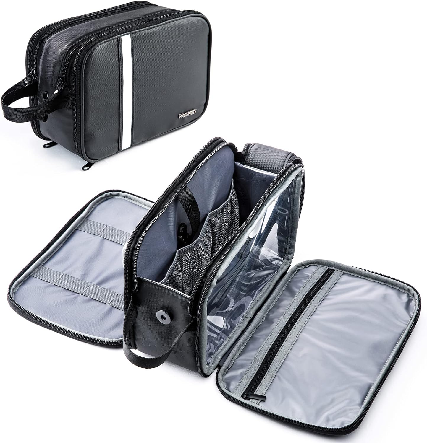 BAGSPRITE Large Toiletry Bag for Men, Women Travel Bag with Hanging Hook, Water-resistant Makeup Cosmetic Bag Shaving Kit Organizer, Bathroom Bag for Traveling