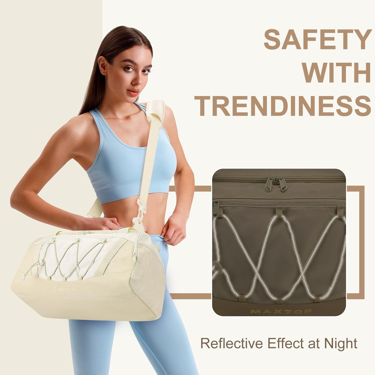 MAXTOP Gym Bag for Women Men Travel Duffle Bag Large Capacity Carry On Weekender Overnight Bag With Shoe Compartment Gym Tote Dry Wet Separation Duffel Bag for Travel