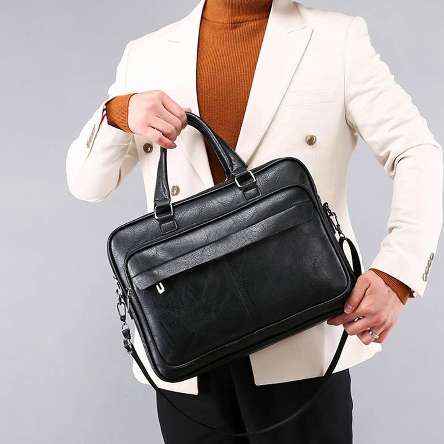 leather Laptop Bag for Men 16 inch Briefcase Waterproof,Computer Handbags Shoulder Crossbody Laptop Bag Business