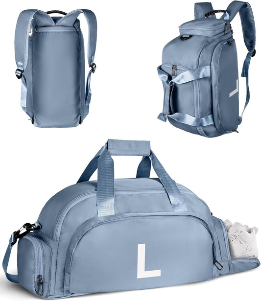 Teenager Girl Gifts Ideas, Initial Gym Bags with Shoe Compartment, Dance Bag for Girls, Monogram Kid Present Overnight Bags, Small Travel Duffle Tote-Present for Women (Letter L)