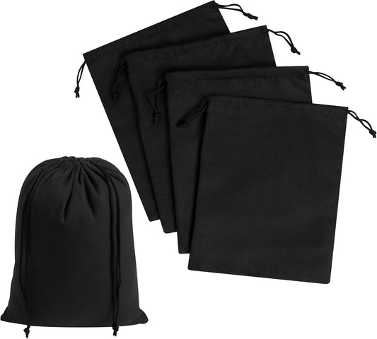 Premium Microfiber Drawstring Bags (Set of 5) – Multipurpose Travel Storage Pouches for Cords, Toiletries, Jewelry, Shoes – Durable Organizer with Strong Drawstring Closure (Black, 7 x 9 Inches)