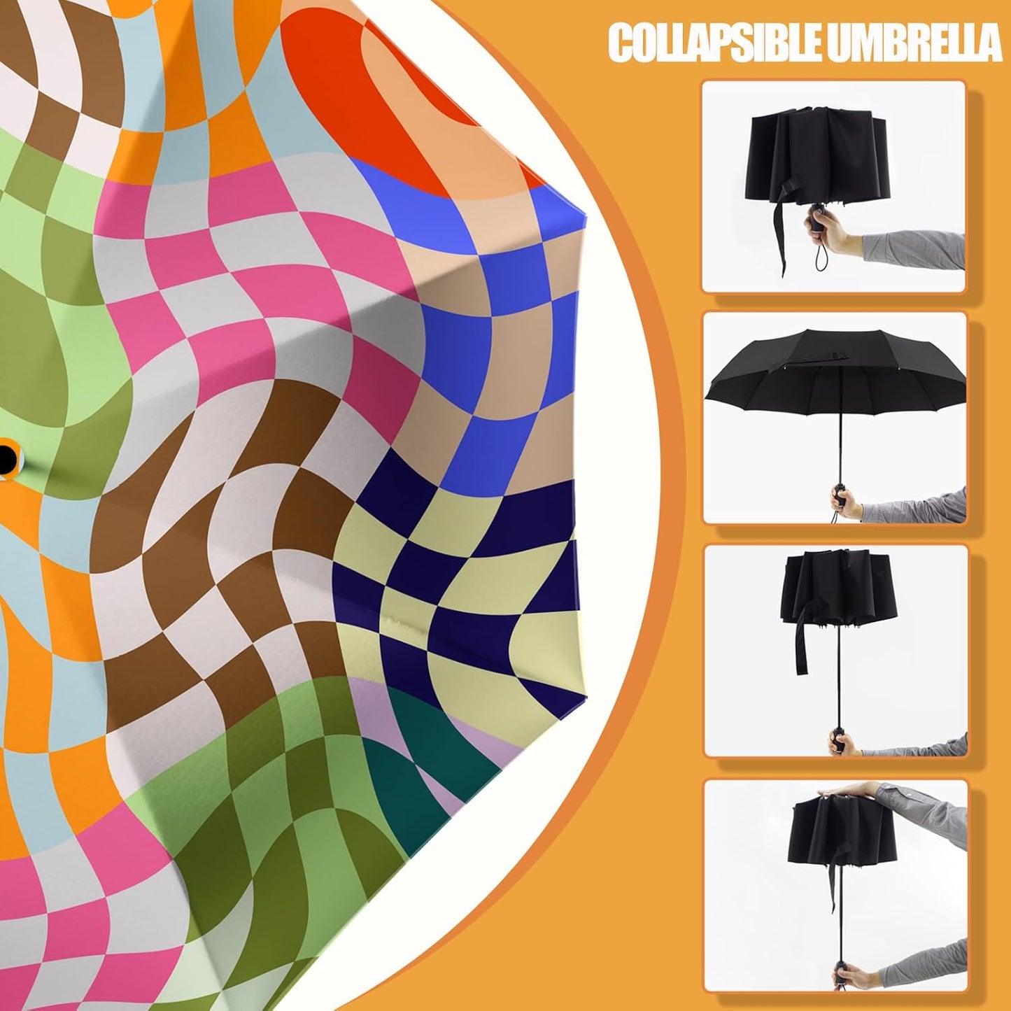 Small Compact Travel Automatic Folding Umbrella for Women, Portable Lightweight, Rain, Wind, UV Sun Shade