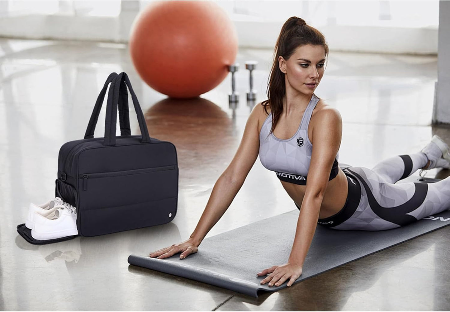 CLUCI Weekender Travel Bag for Women Puffer Tote Bag Carry On Duffle Overnight Bags with Shoe Compartment