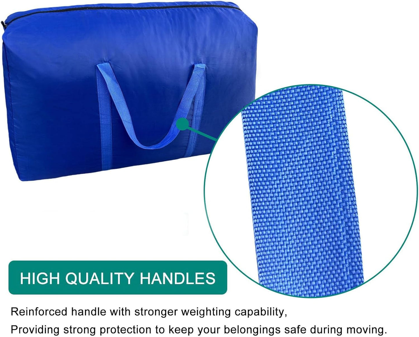 100L Extra Large Storage Bags, Big Moving Bags with Strong Zippers & Carrying Handles, Packing Bags for Moving, Storage, Travel and Camping, Storage Totes For Space Saving (Blue, 2 Pack)