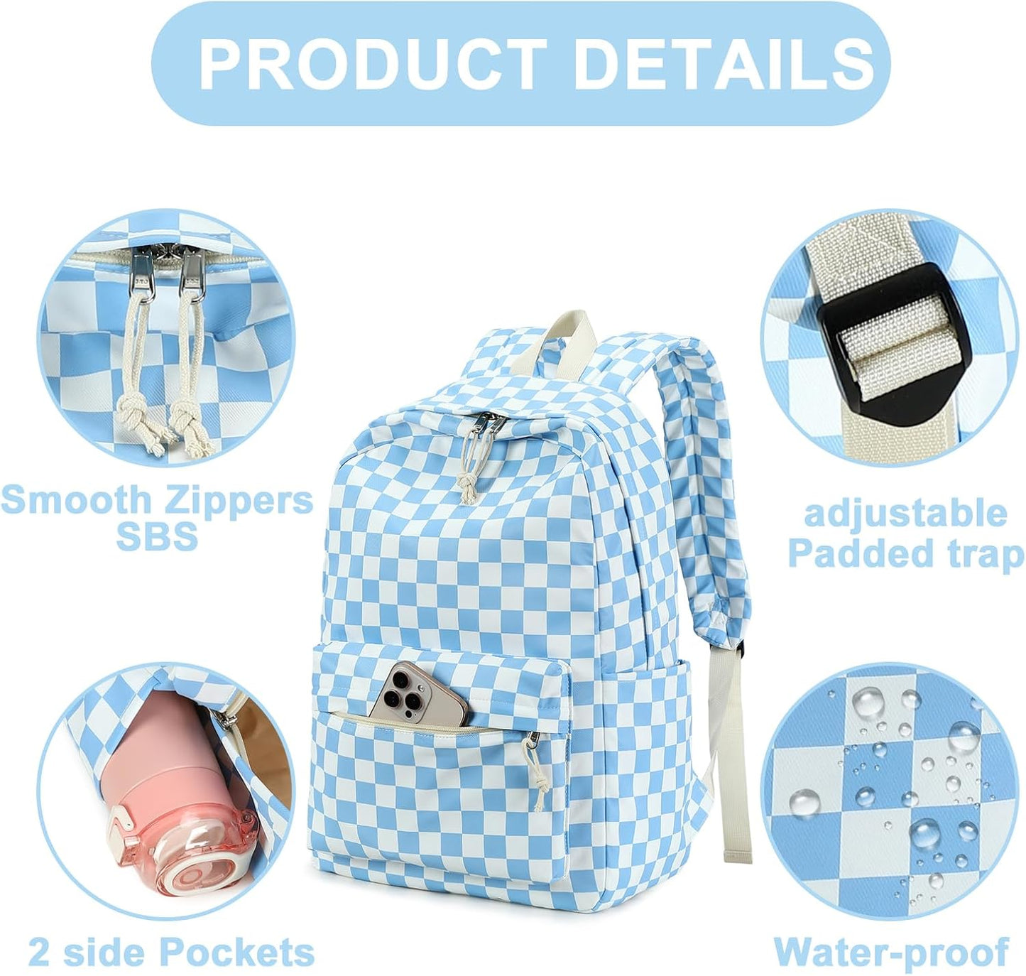 LEDAOU Backpack for Girls School Bag Kids Bookbag Teen Backpack Set Daypack with Lunch Bag and Pencil Case