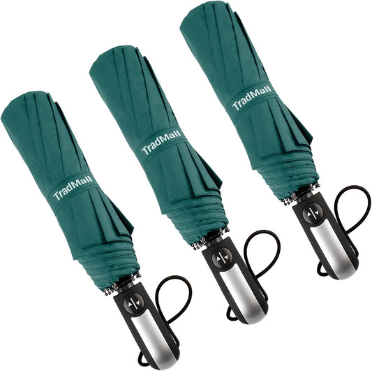 TradMall 3 Pack Travel Umbrella Windproof Portable 46/56 Inches Large Canopy Auto Open & Close