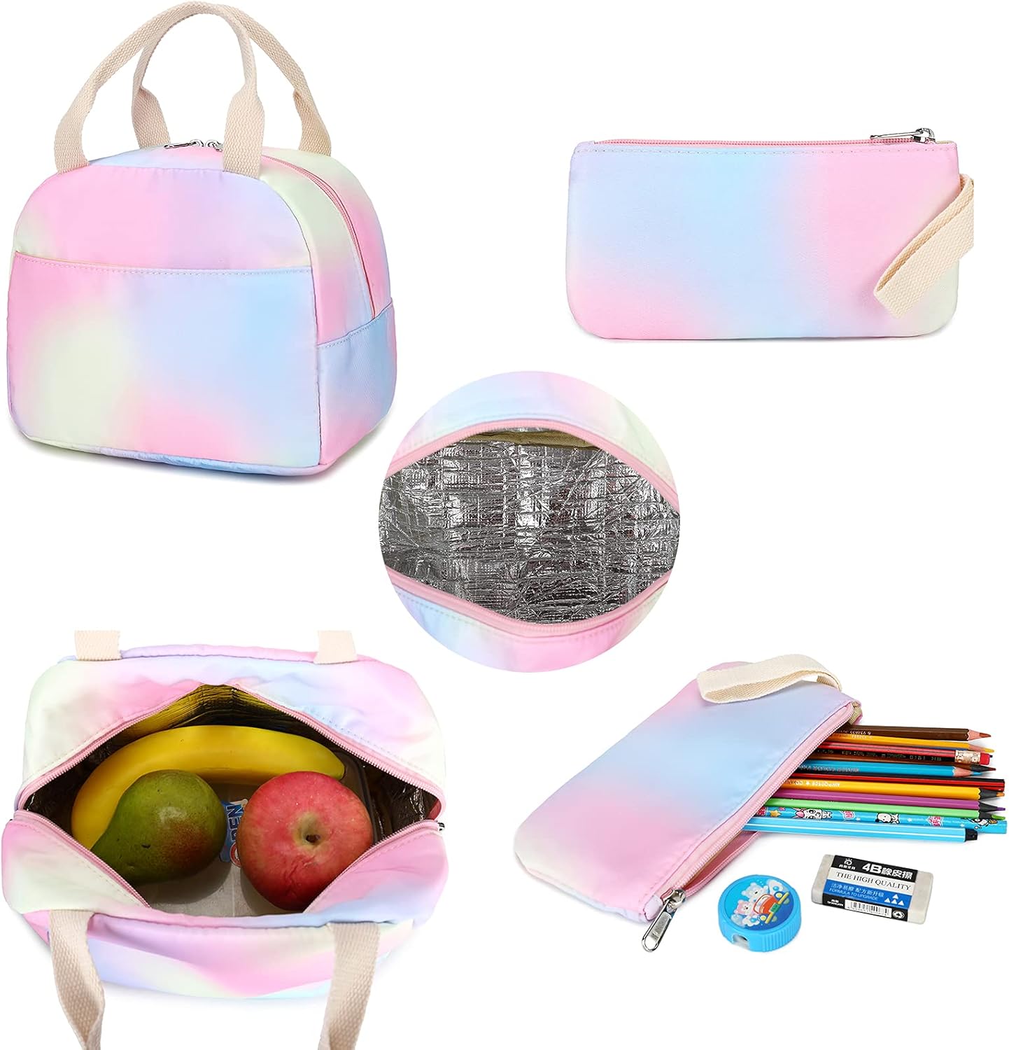 LEDAOU Backpack for Girls School Bag Kids Bookbag Teen Backpack Set Daypack with Lunch Bag and Pencil Case