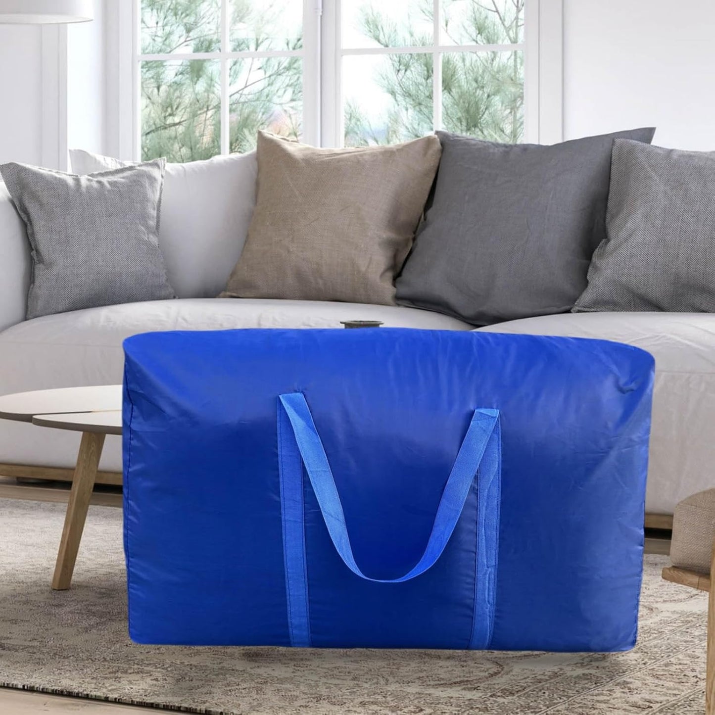 100L Extra Large Storage Bags, Big Moving Bags with Strong Zippers & Carrying Handles, Packing Bags for Moving, Storage, Travel and Camping, Storage Totes For Space Saving (Blue, 4 Pack)