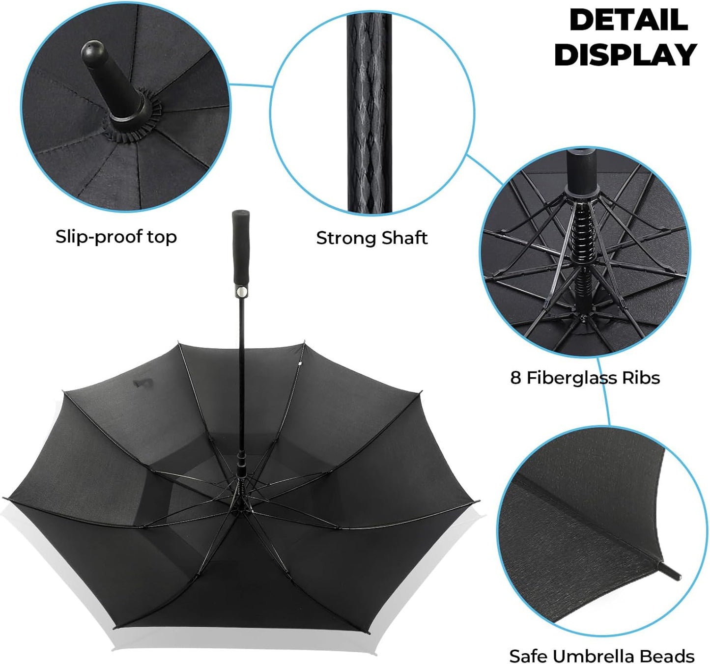 Automatic Open Golf Umbrella, 54/62/68/72 inch Extra Large Oversize Double Canopy Vented Stick Umbrellas, Windproof Waterproof Umbrella for Men And Women