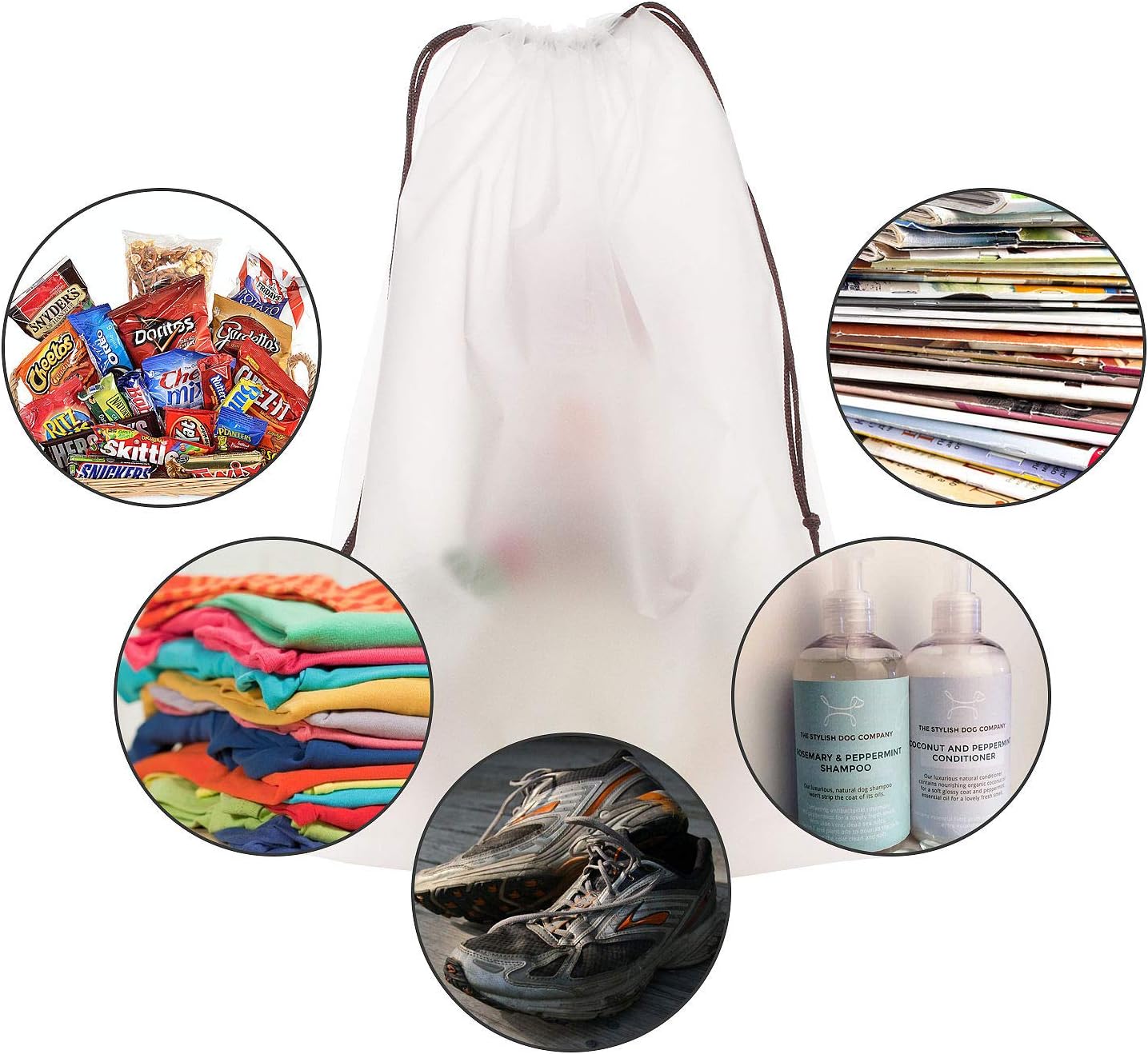 150 Pack 11.8 x 15.7 Inch Drawstring Bags, Travel Shoe Bags with Drawstring, Large Shoes Storage Organizers Pouch with Rope, Translucent Shoe Bags for Travel, Thickness 5 mil