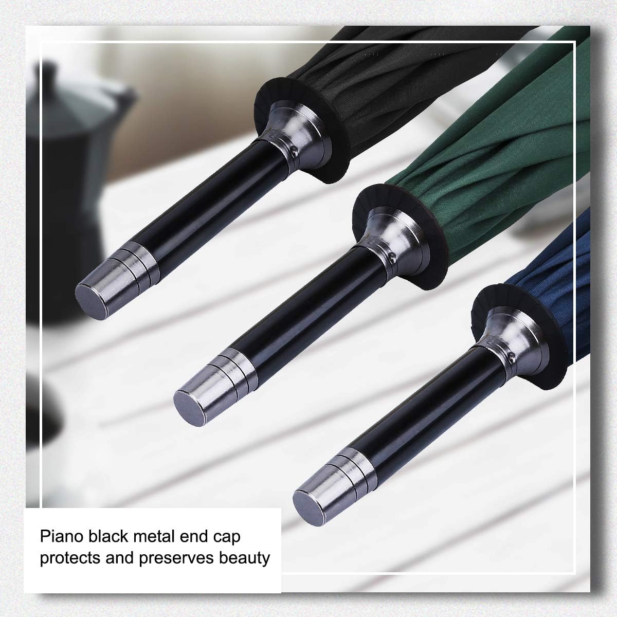 G4Free 52/62inch Wooden J Handle Golf Umbrella Windproof UV Protection Classic Stick Wedding Cane Umbrellas, Auto Open Cane Hook Handle