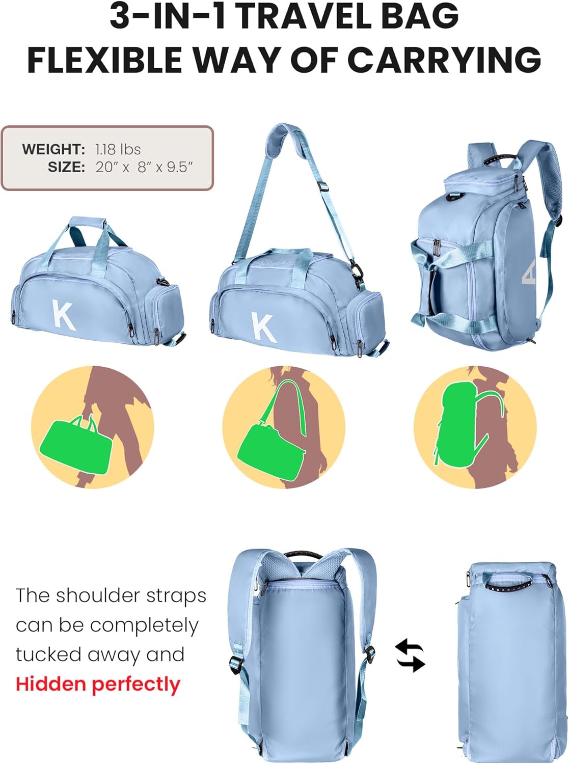 Festival Gifts for Daughter Friend Sister, Initial Gym Bags with Shoe Compartment, Dance Bag for Girls, Monogram Kid Overnight Bags, Small Travel Duffle Tote for Women (Letter B)