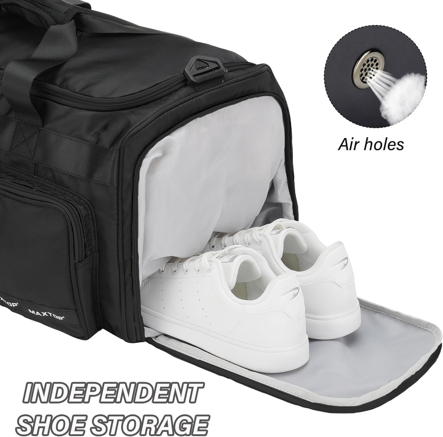 MAXTOP Gym Bag for Women Men Travel Duffle Bag Large Capacity Carry On Weekender Overnight Bag With Shoe Compartment Gym Tote Dry Wet Separation Duffel Bag for Travel