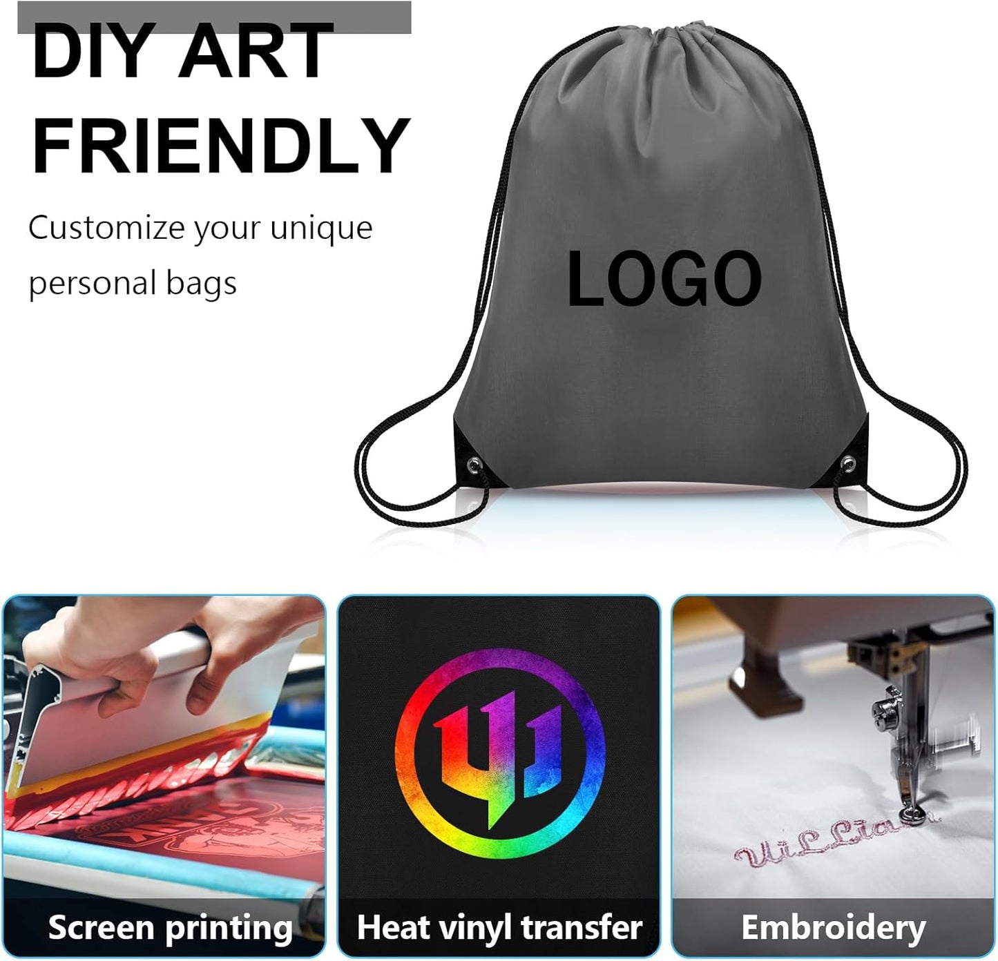 150Pcs Drawstring Backpack Bulk Cinch Sackpack Drawstring Bags Nylon for Gym Party Trip(Grey)