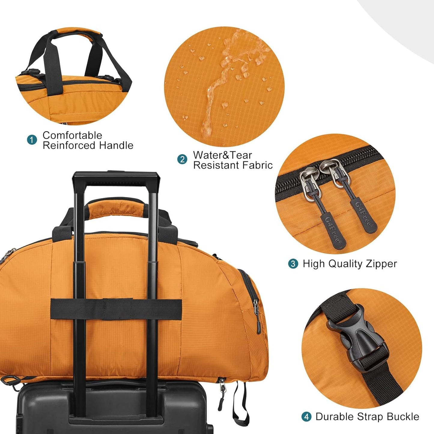 G4Free 40L 3-Way Duffle Bag Backpack Gym Bag for Men Women Sports Duffel Bag with Shoe Compartment Travel Backpack Luggage