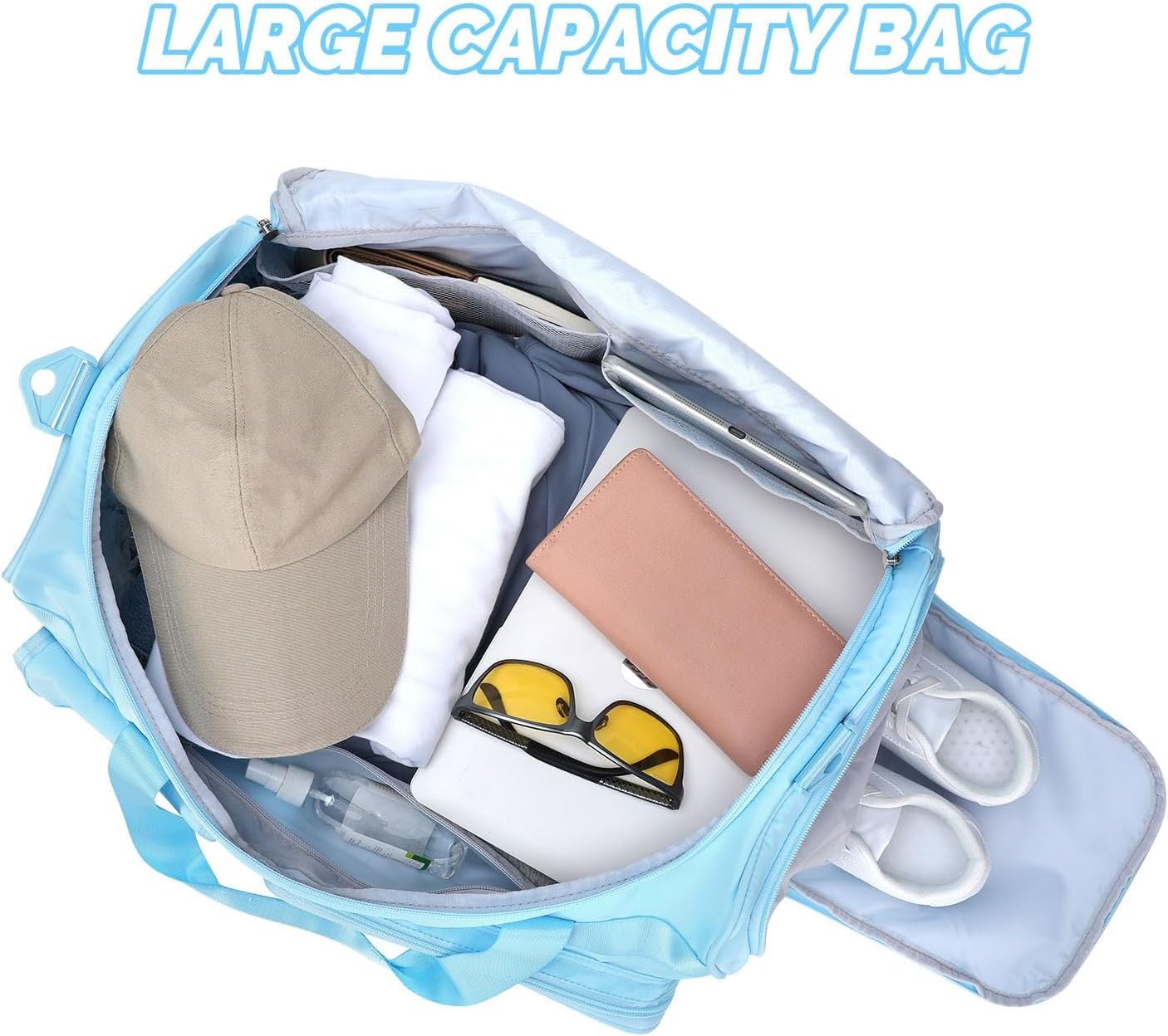 MAXTOP Gym Bag for Women Men Travel Duffle Bag Large Capacity Carry On Weekender Overnight Bag With Shoe Compartment Gym Tote Dry Wet Separation Duffel Bag for Travel