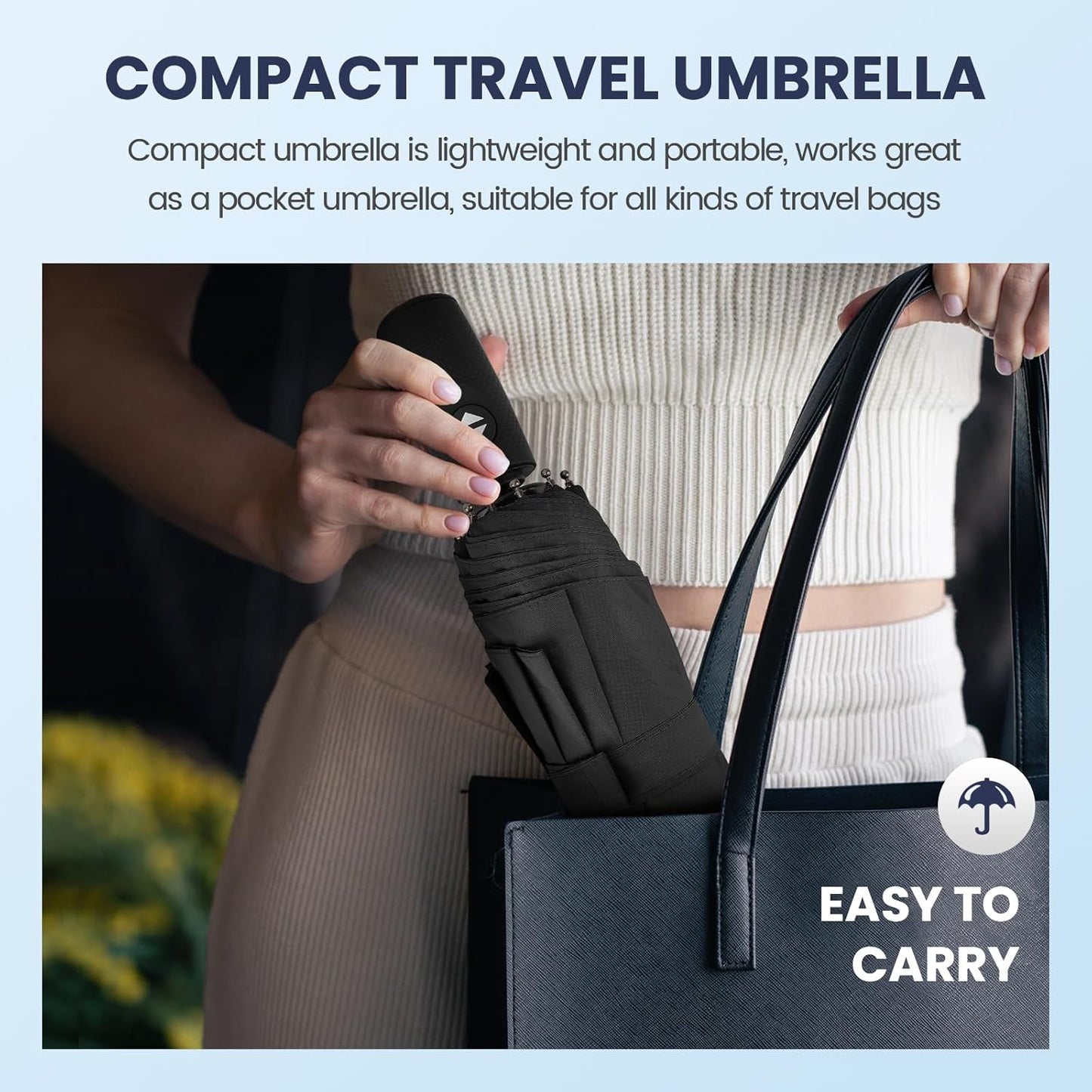 ZOMAKE Travel Umbrella Windproof 45 Inch, Small Umbrella Compact Portable Collapsible for Rain, Automatic Folding Lightweight Packable Paraguas for Women Men