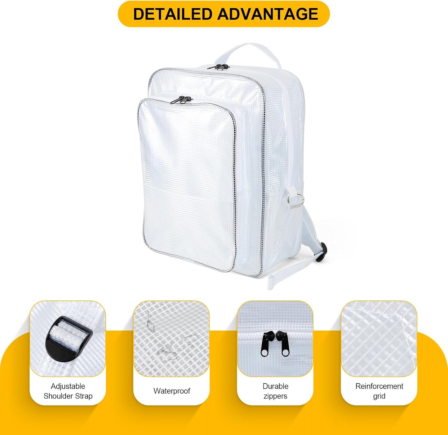 15.7 Inch Tool Backpack-Transparent & Anti-static Cleanroom Engineer Tool Bag for Work and Travel