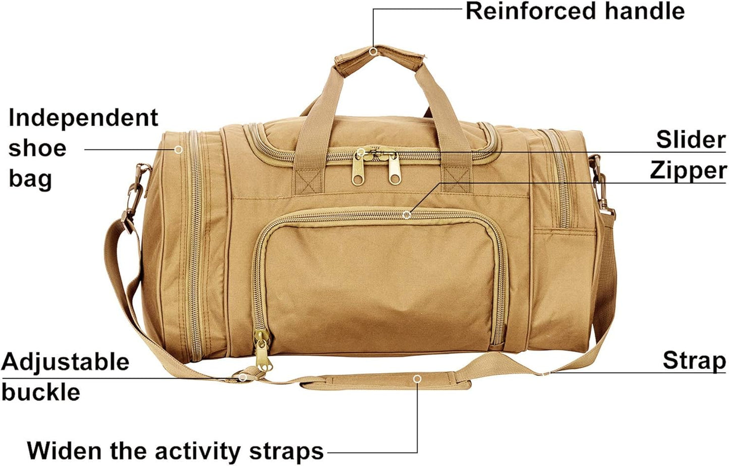 Gym Duffel Bag for Men Sports Duffel Bag with Shoe Compartment (TAN-Model A)