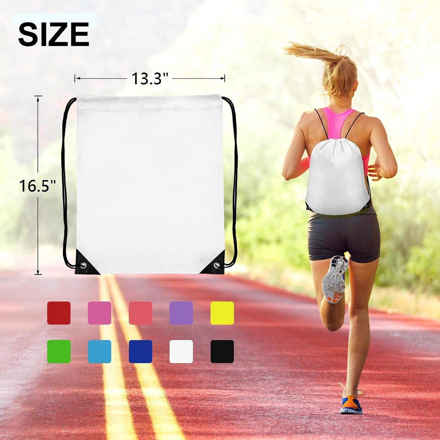 150Pcs Drawstring Backpack Bulk Cinch Sackpack Drawstring Bags Nylon for Gym Party Trip(White)