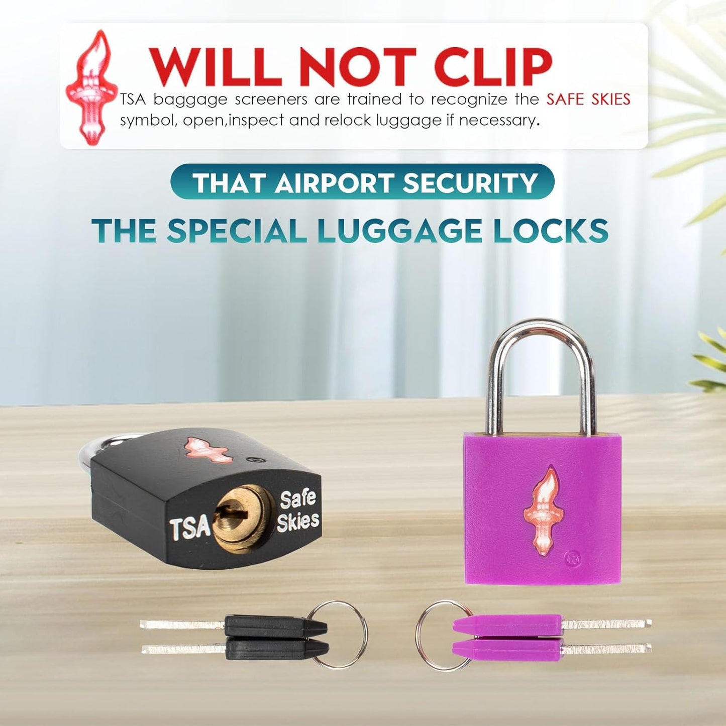 12 Pack 11/12 Inch Wide TSA Luggage Lock for Luggage, Suitcases & Gun Cases - Solid Brass Security Lock with Colored Shell (12 Colors: Black/Blue)