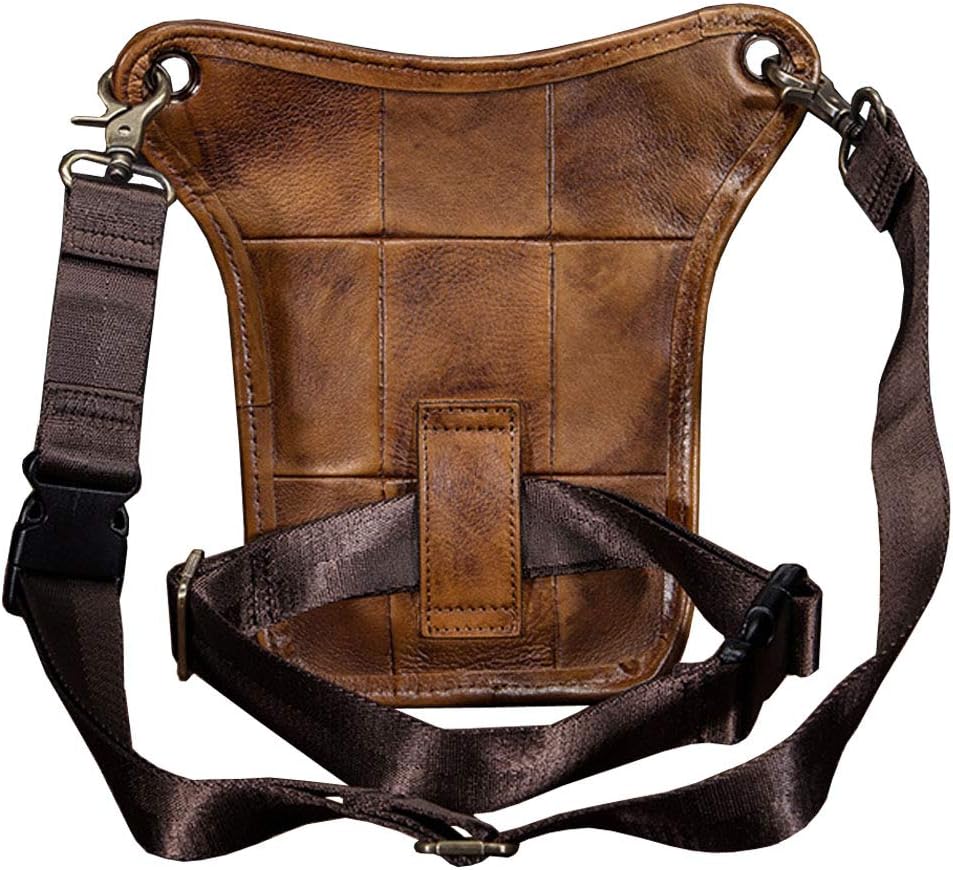 Leather Waist Pack Drop Leg Bag for Men Women Belt Bumbag Multi-Purpose Motorcycle Bike Outdoor Sports Tactical Cycling Riding Hiking Camping Pouch