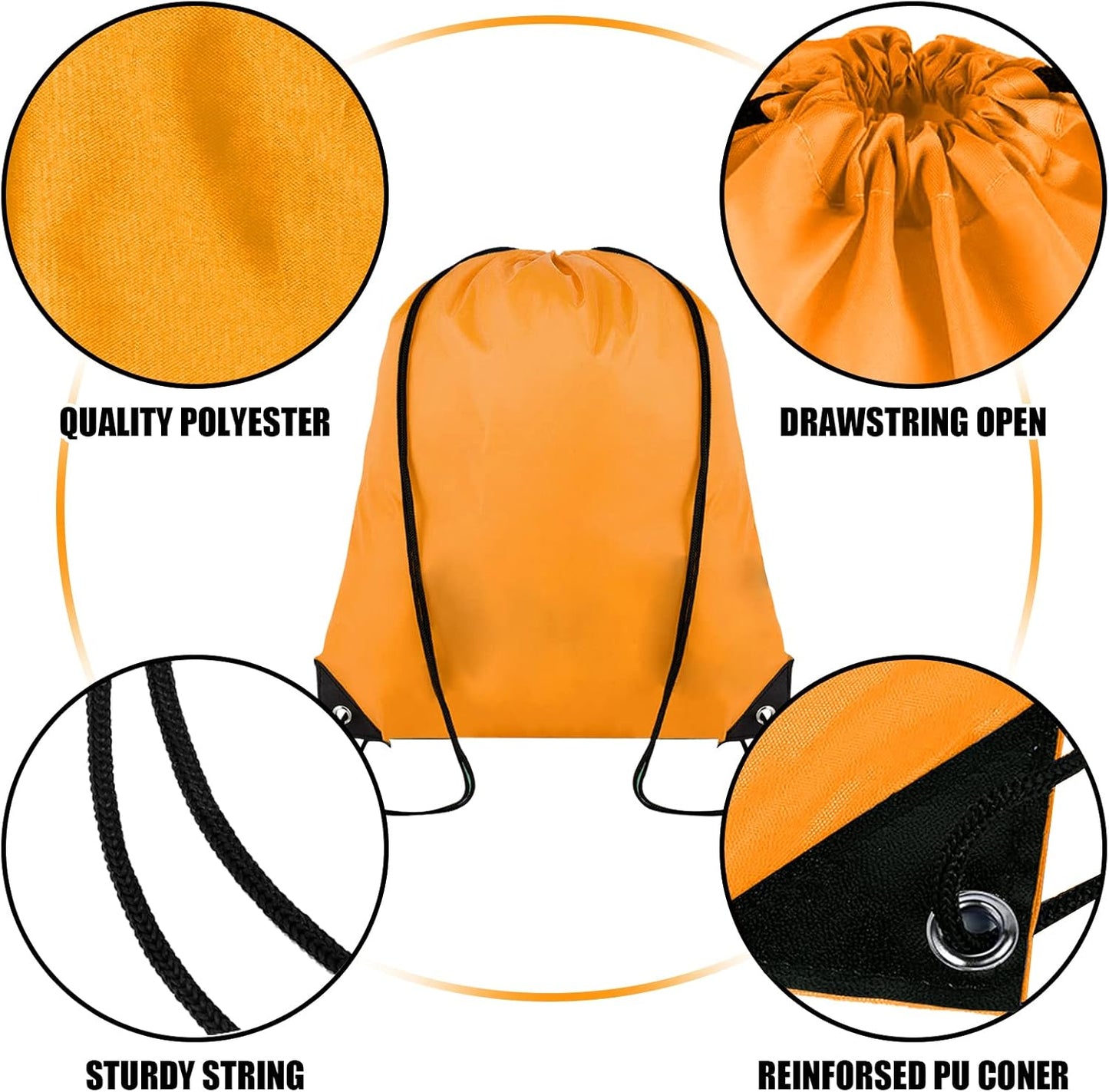 100 Pieces Drawstring Backpack Bulk Cinch Sackpack Ployster Drawstring Bags for Gym Party Trip(Orange)