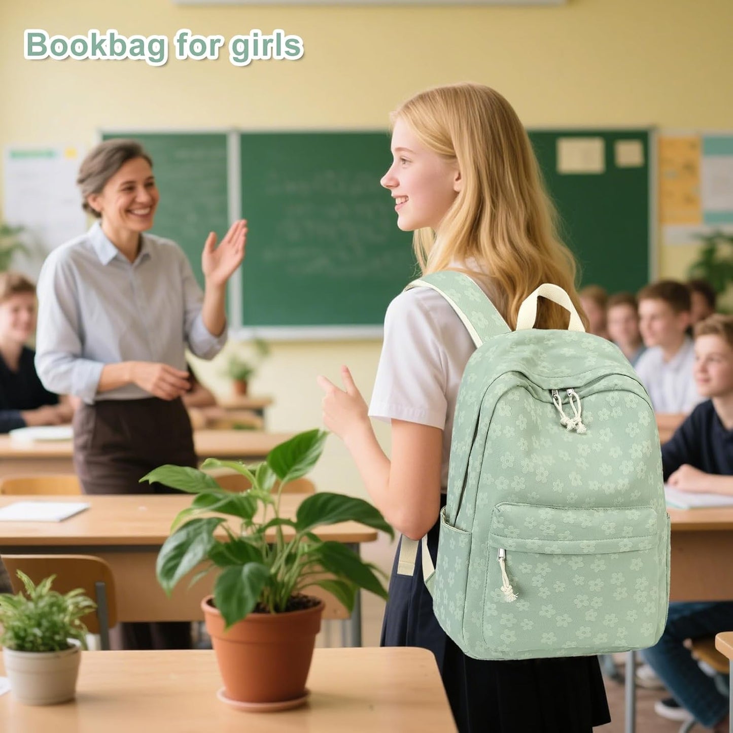 LEDAOU School Backpack Teen Girls Lightweight Bookbag Elementary Middle School Backpacks College Laptop Bag Travel Daypack