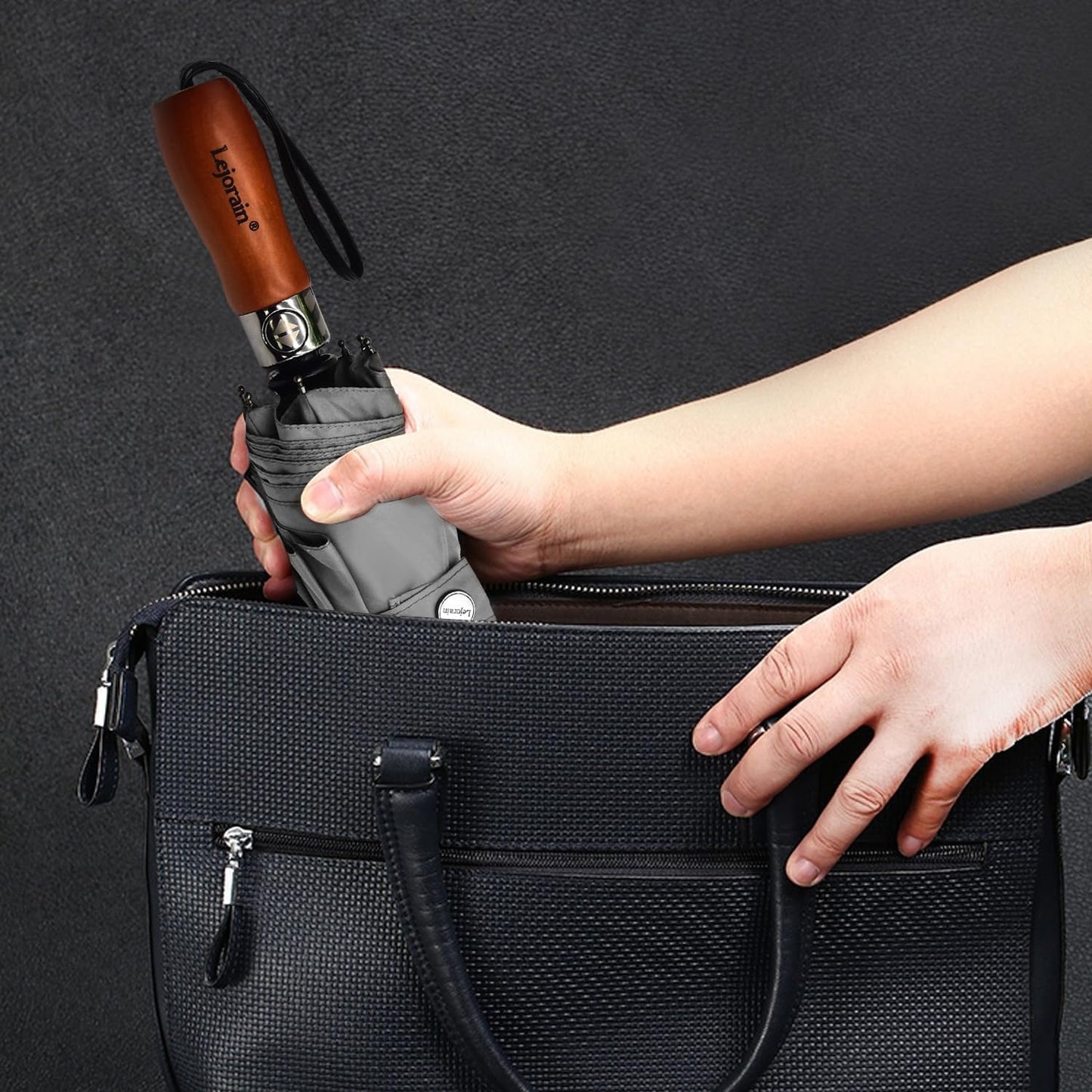 Lejorain Large Folding Golf Umbrella - Compact Mens Umbrellas Travel Rain and Windproof 54inch Collapsible Automatic Open Close Umbrella 210T Teflon Vented Double Canopy